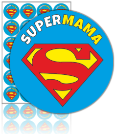 Naklejki "Supermama" (40mm, 24 szt.)