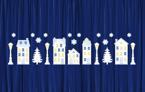 Dekoracja zimowa - Białe Zimowe Domki (rozmiar XXL)