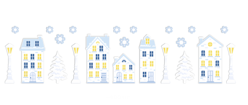 Dekoracja zimowa - Białe Zimowe Domki (rozmiar XXL)