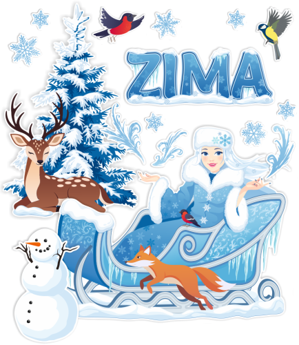 Dekoracja zimowa - Pani Zima - wzór 2 (rozmiar XXL)