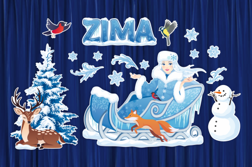 Dekoracja zimowa - Pani Zima - wzór 2 (rozmiar XXL)