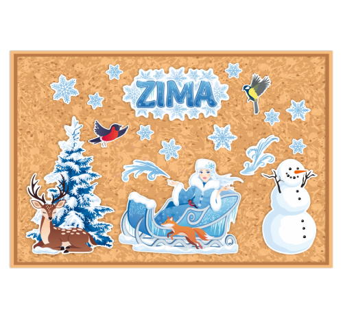 Dekoracja zimowa na okna "Pani Zima" - wzór 4 (dwustronna)