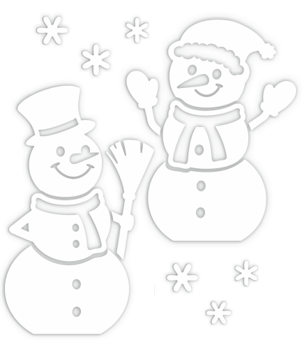 Dekoracja zimowa witrażowa - "Duże Białe Bałwanki" (~80 cm wysokości)