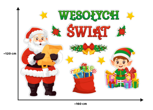 Dekoracja Świąteczna Boże Narodzenie - Wesołych Świąt (rozmiar XXL)