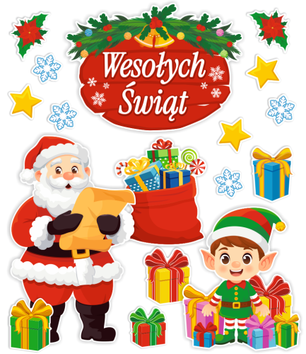 Dekoracja świąteczna - Wesołych Świąt - wzór 3 (~A3, dwustronna)