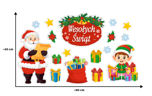 Dekoracja świąteczna - Wesołych Świąt - wzór 3 (~A3, dwustronna)