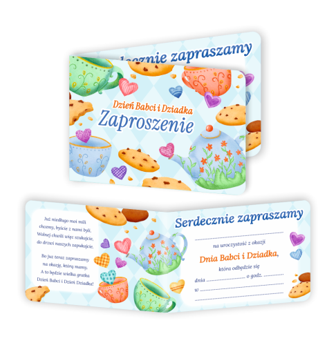 Zaproszenie: Dzień Babci i Dziadka - wzór 4 (składane, format A6)