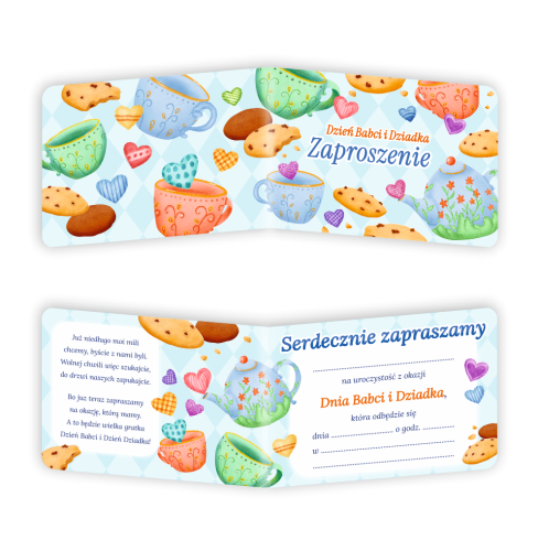 Zaproszenie: Dzień Babci i Dziadka - wzór 4 (składane, format A6)