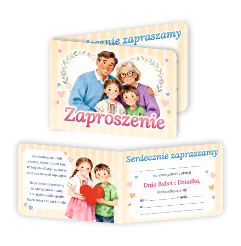 Zaproszenie: Dzień Babci i Dziadka - wzór 5 (składane, format A6)