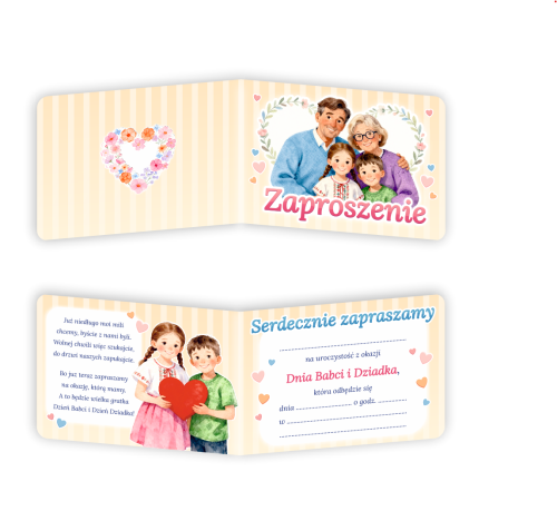 Zaproszenie: Dzień Babci i Dziadka - wzór 5 (składane, format A6)