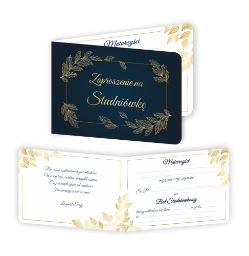 Zaproszenie: Studniówka - Bal Maturalny - wzór 1 (składane, format A6)