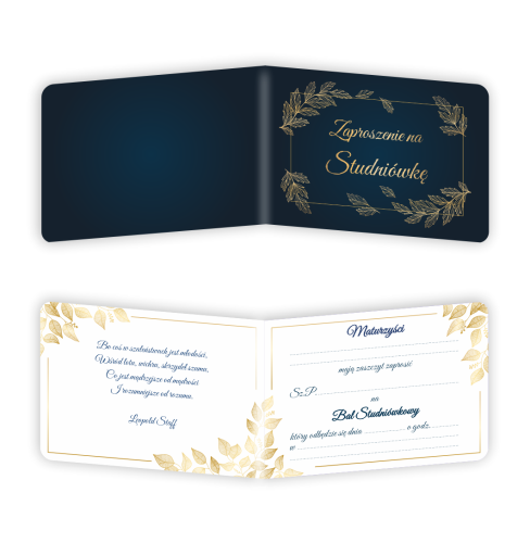 Zaproszenie: Studniówka - Bal Maturalny - wzór 1 (składane, format A6)