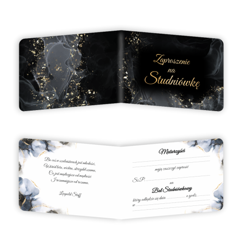 Zaproszenie: Studniówka - Bal Maturalny - wzór 3 (składane, format A6)