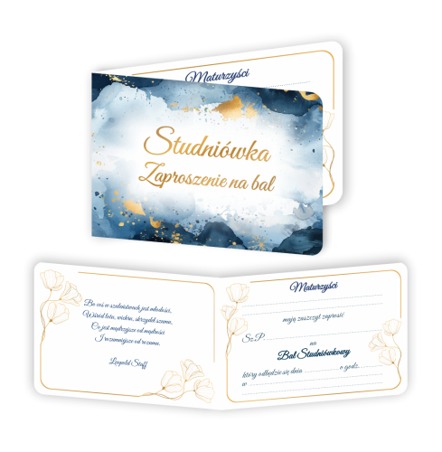 Zaproszenie: Studniówka - Bal Maturalny - wzór 4 (składane, format A6)