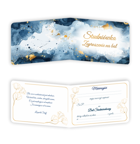 Zaproszenie: Studniówka - Bal Maturalny - wzór 4 (składane, format A6)