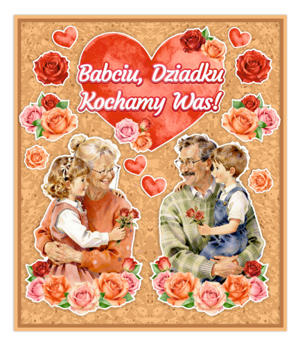 Dekoracja Dzień Babci i Dziadka - wzór 6 (~A3, jednostronna)
