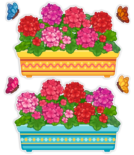 Dekoracja wiosenna na okna "Pelargonie" (~A3, dwustronna)