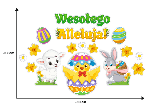 Dekoracja Wielkanocna - "Wesołego Alleluja" (jednostronna)