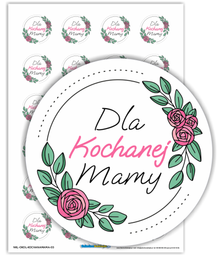 Naklejki Okolicznościowe na Dzień Mamy: Dla Kochanej Mamy - wzór 3 (40mm, 24 szt.)