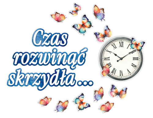 Dekoracja - Czas rozwinąć skrzydła... - ZEGAR (rozmiar XXL)