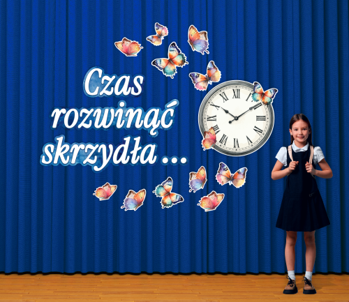 Dekoracja - Czas rozwinąć skrzydła... - ZEGAR (rozmiar XXL)