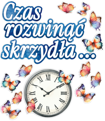 Dekoracja - Czas rozwinąć skrzydła... - ZEGAR (rozmiar XXL)