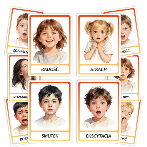 Karty Edukacyjne - EMOCJE (zestaw 24 kart, format A5)