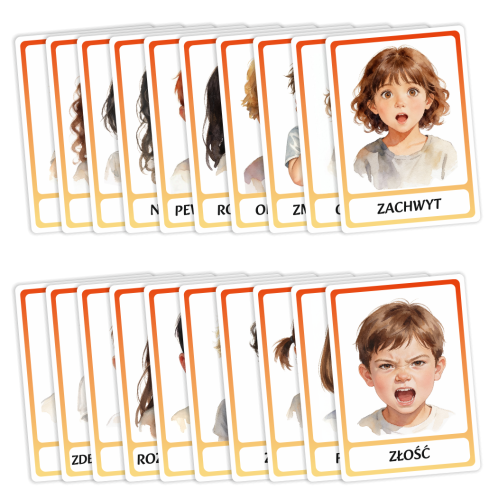 Karty Edukacyjne - EMOCJE (zestaw 24 kart, format A5)
