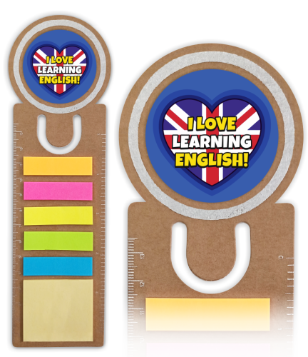 Zakładka z karteczkami - "ENGLISH" - wzór 5 (zakładka, linijka, karteczki)