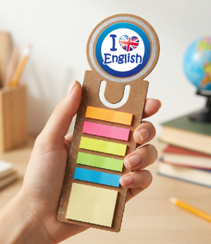 Zakładka z karteczkami - "ENGLISH" - wzór 7 (zakładka, linijka, karteczki)