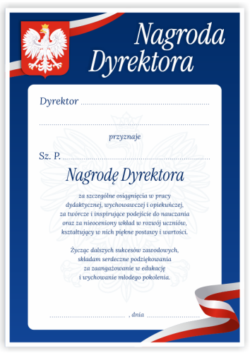 Dyplom: Nagroda Dyrektora dla nauczyciela - wzór 5