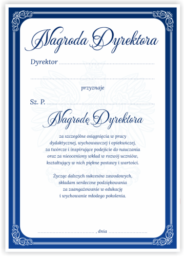 Dyplom: Nagroda Dyrektora dla nauczyciela - wzór 4