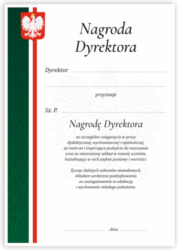 Dyplom: Nagroda Dyrektora dla nauczyciela - wzór 3