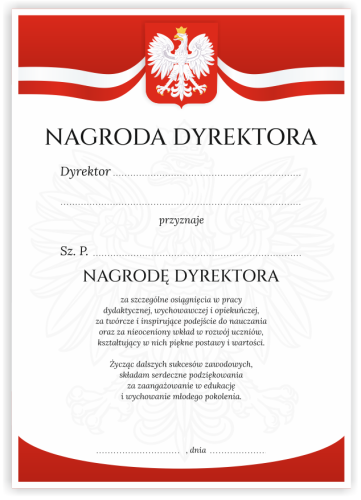 Dyplom: Nagroda Dyrektora dla nauczyciela - wzór 2