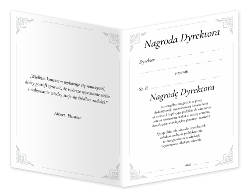 Dyplom: Nagroda Dyrektora - wzór 3 (składany, format A4+)