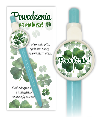 Zestaw prezentowy dla maturzysty – Powodzenia! - wzór 2 (długopis +  ozdobna wkładka)