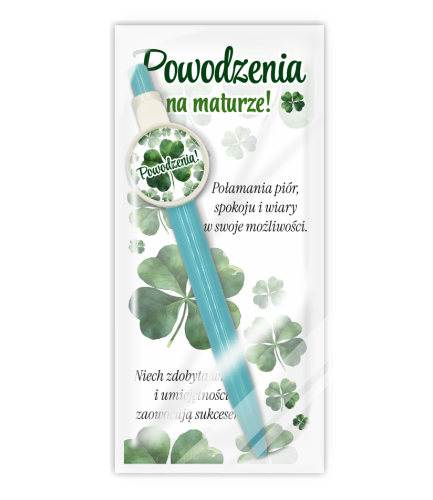 Zestaw prezentowy dla maturzysty – Powodzenia! - wzór 2 (długopis + ozdobna wkładka)