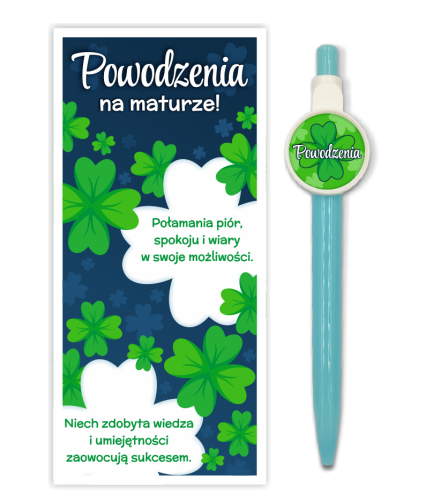 Zestaw prezentowy dla maturzysty – Powodzenia! - wzór 1 (długopis + ozdobna wkładka)