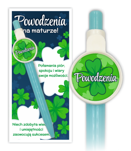 Zestaw prezentowy dla maturzysty – Powodzenia! - wzór 1 (długopis +  ozdobna wkładka)
