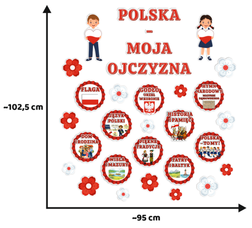 Dekoracja Patriotyczna: POLSKA - MOJA OJCZYZNA (~A3, jednostronna)