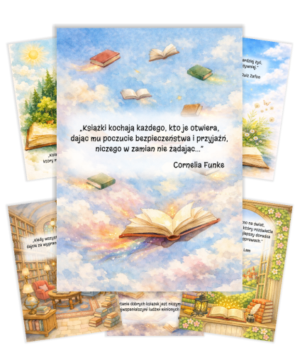 Plakaty z cytatami: Dzień książki - wzór 2 (zestaw 6 plakatów, format A3)