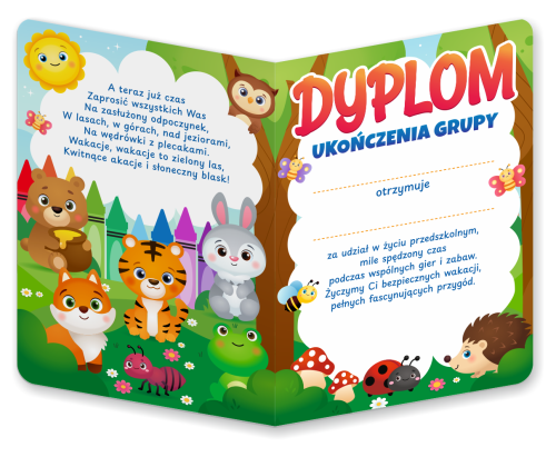 Dyplom: Ukończenia grupy przedszkolnej - wzór 3 (składany, format A5)