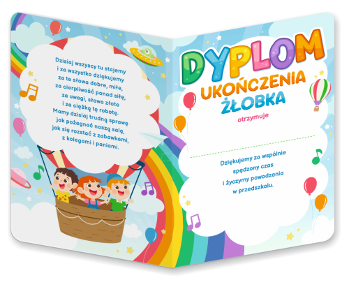 Dyplom: Ukończenia Żłobka - wzór 4 (składany, format A5)