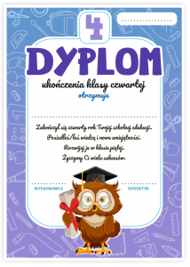 Dyplom: Ukończenia klasy 4 (wzór 1)
