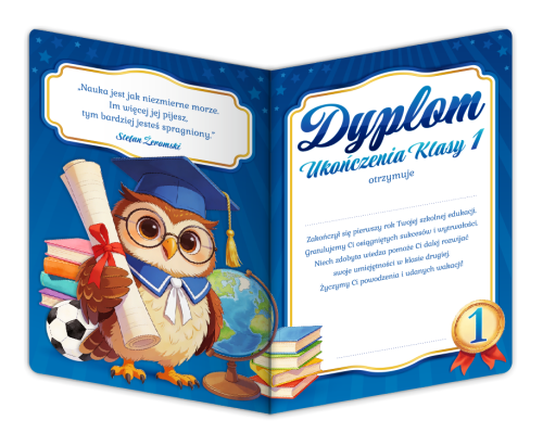 Dyplom: Ukończenia klasy 1 - wzór 3 (składany, format A4+)