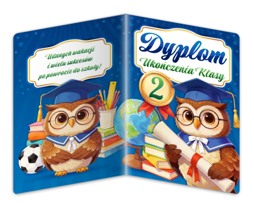 Dyplom: Ukończenia klasy 2 - wzór 3 (składany,  format A4+)