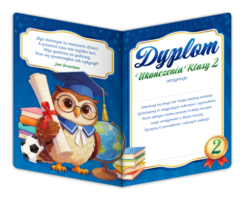 Dyplom: Ukończenia klasy 2 - wzór 3 (składany,  format A4+)