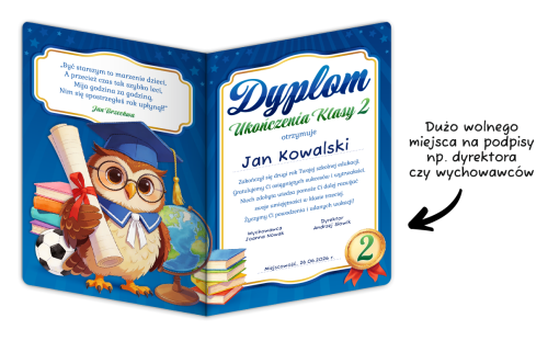 Dyplom: Ukończenia klasy 2 - wzór 3 (składany,  format A4+)