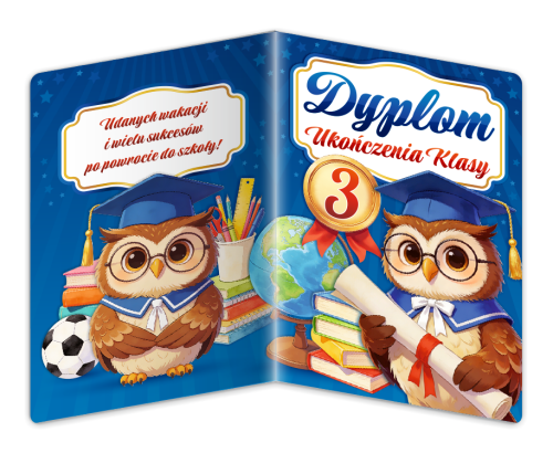 Dyplom: Ukończenia klasy 3 - wzór 3 (składany, format A4+)