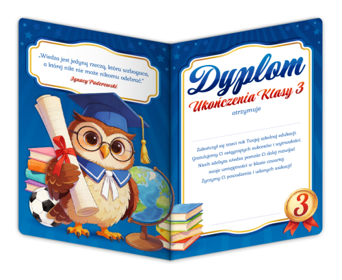 Dyplom: Ukończenia klasy 3 - wzór 3 (składany, format A4+)